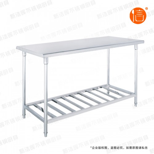 白城不锈钢无背二层工作台+下层梯式架