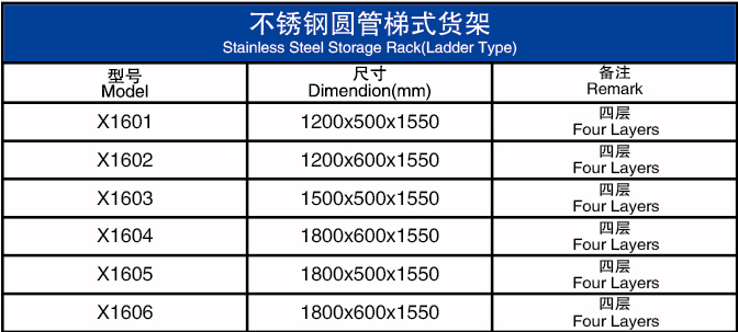 不锈钢圆管梯式货架