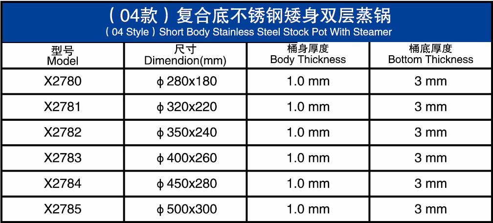 不锈钢矮身双层蒸锅