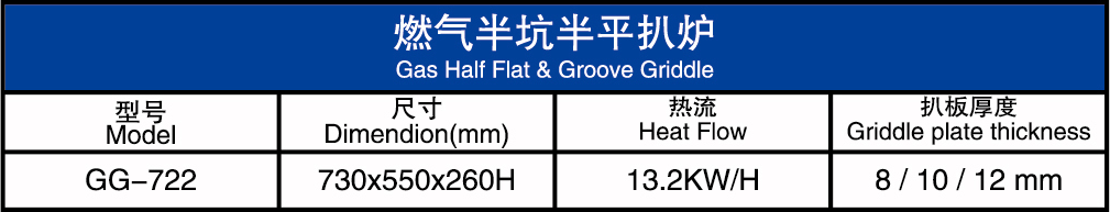 720燃气半坑半平扒炉