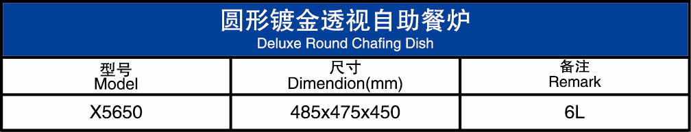 镀金圆形透视自助餐炉