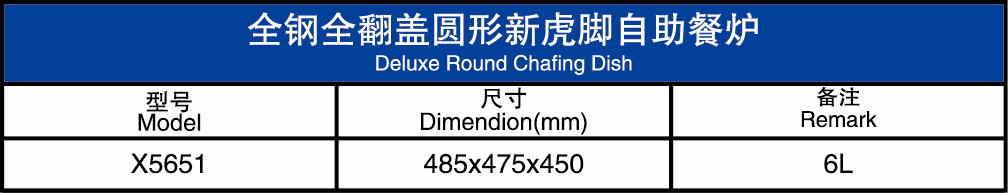 全钢全翻盖圆形新虎脚自助餐炉