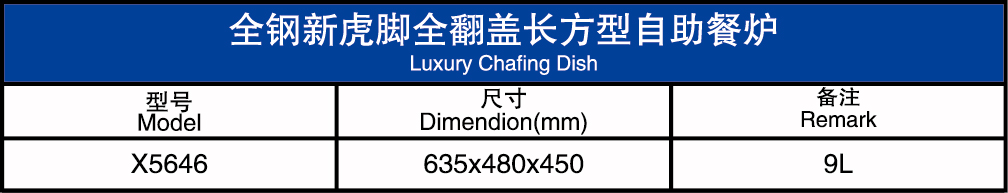 全钢新虎牙全翻盖自助餐炉