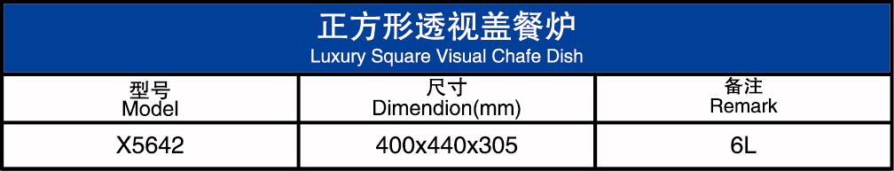 正方型透视盖餐炉